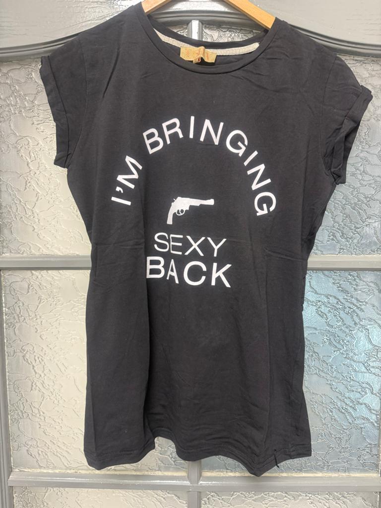 JOSH V Zwart T-shirt met 'I'm Bringing Sexy Back' print, Kleding | Dames, T-shirts, Zwart, Ophalen of Verzenden, Zo goed als nieuw