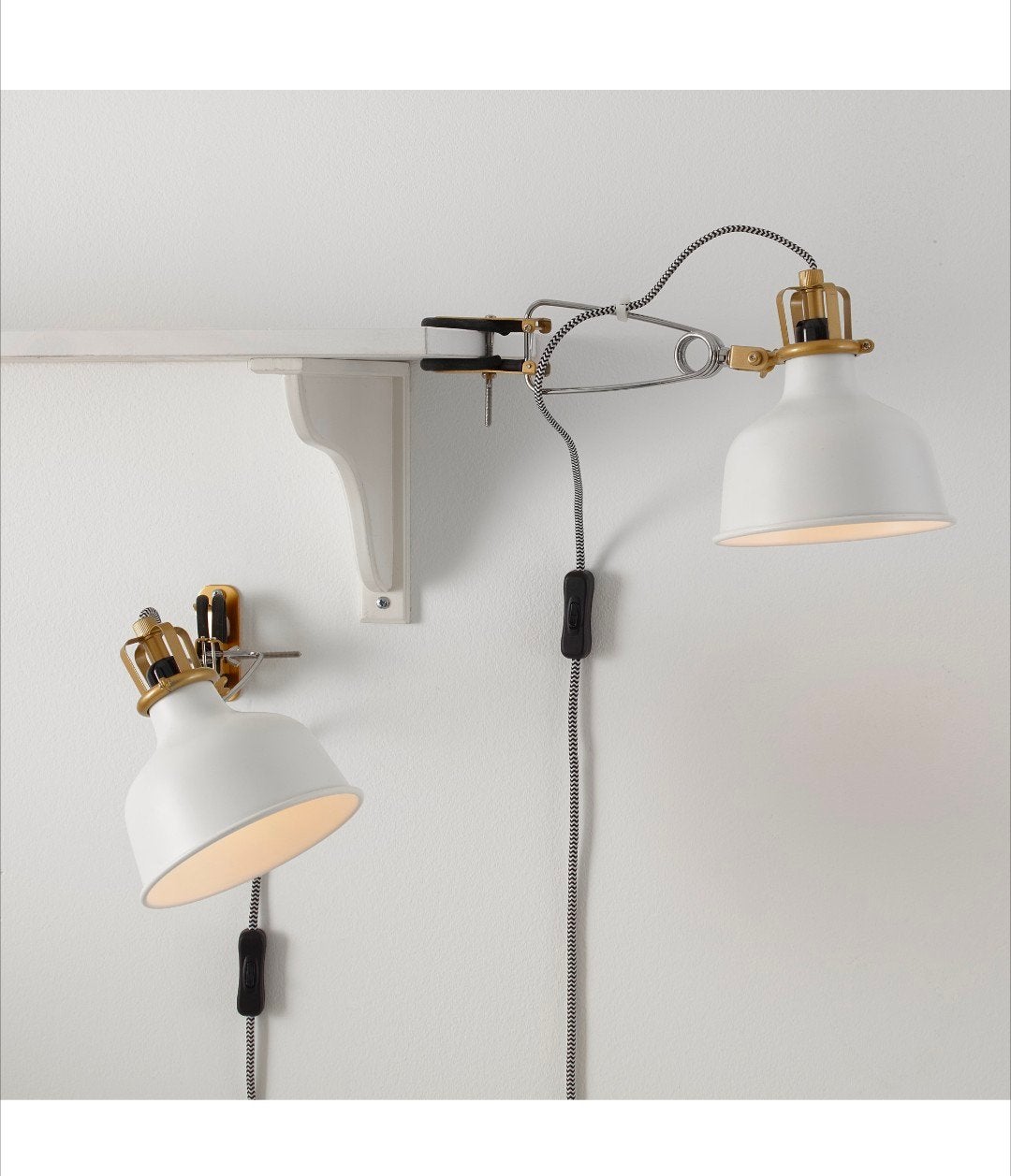 RANARP Wand-klemspot bedlamp Ecru met 2x 2W LED lamp, Ophalen, Zo goed als nieuw, Metaal