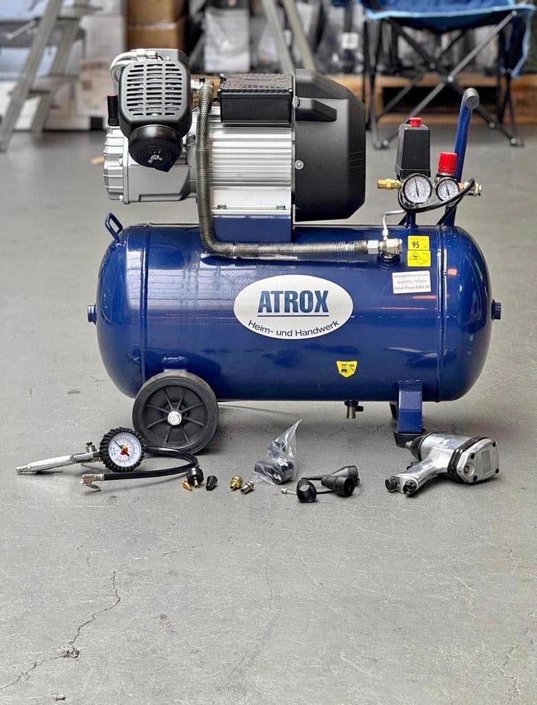 Atrox compressor met accessoires Nieuw!!!, Doe-het-zelf en Verbouw, Compressors, Gebruikt, Mobiel, Ophalen of Verzenden