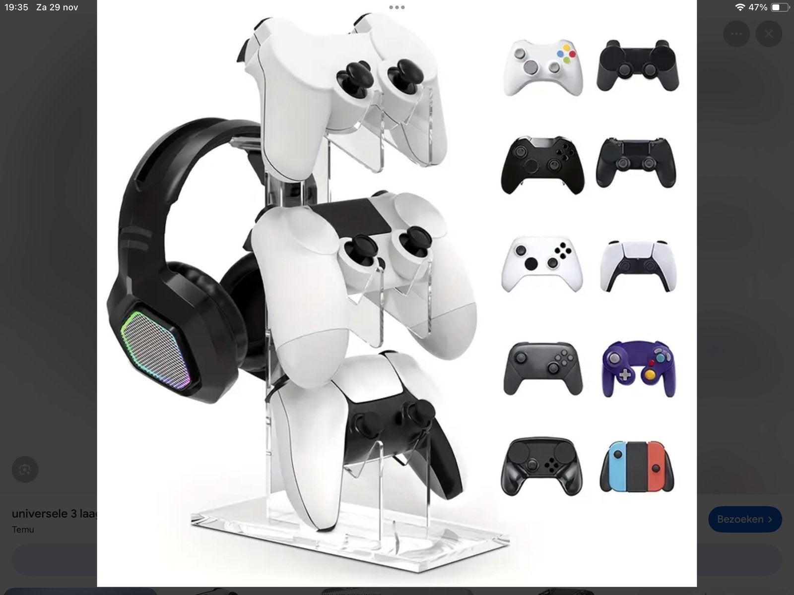 Controller, koptelefoon houder standaard game display