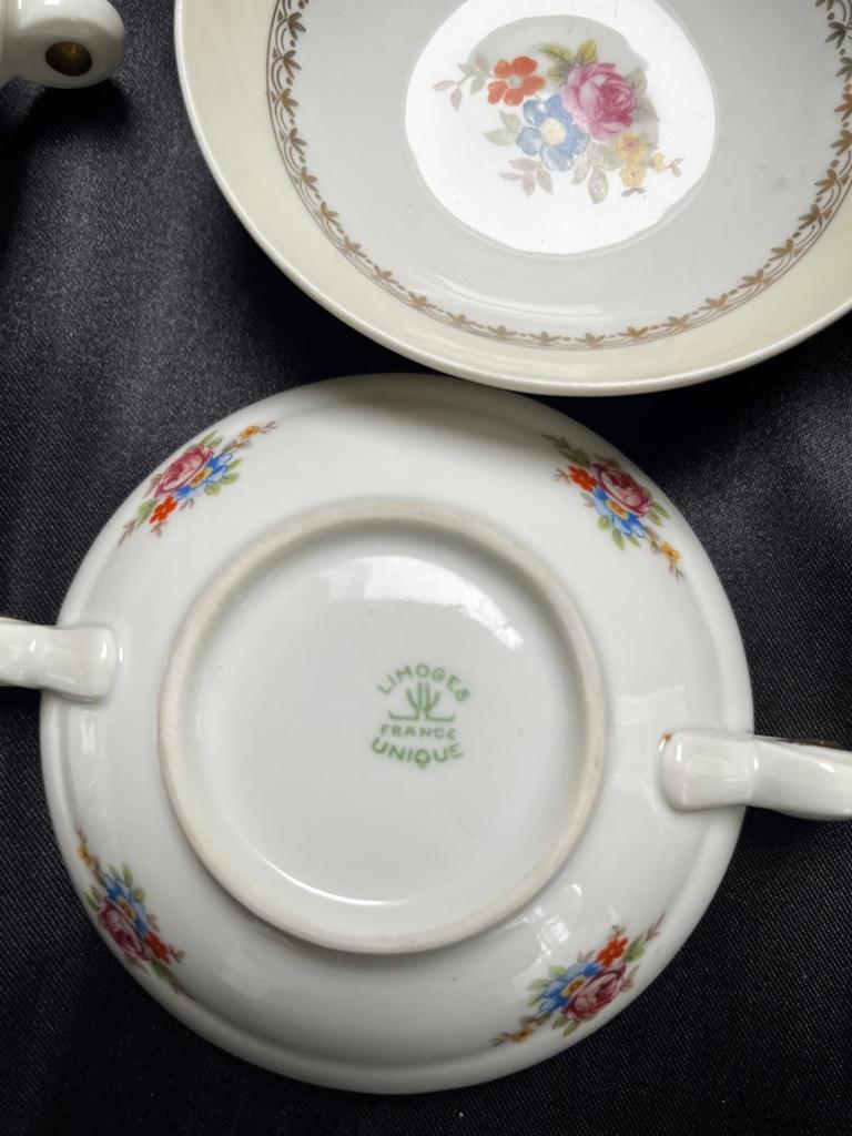 Antieke Limoges Bouillon Kopjes - Zeer Goede Staat, Antiek en Kunst, Ophalen of Verzenden