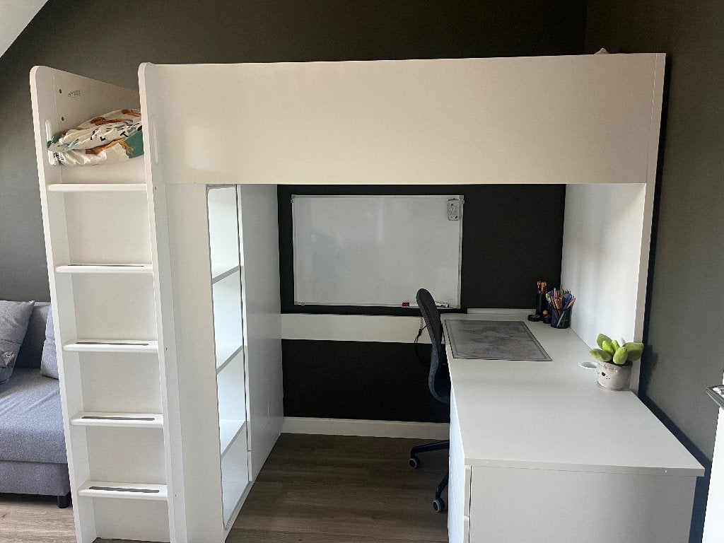 Hoogslaper met kledingkast en bureau, Huis en Inrichting, Ophalen, Eenpersoons, Zo goed als nieuw, 90 cm