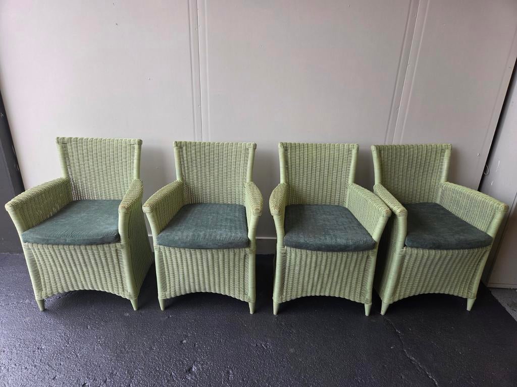 Set van vier vintage lloyd loom stoelen, Huis en Inrichting, Stoelen, Ophalen, Gebruikt, Overige kleuren, Vintage