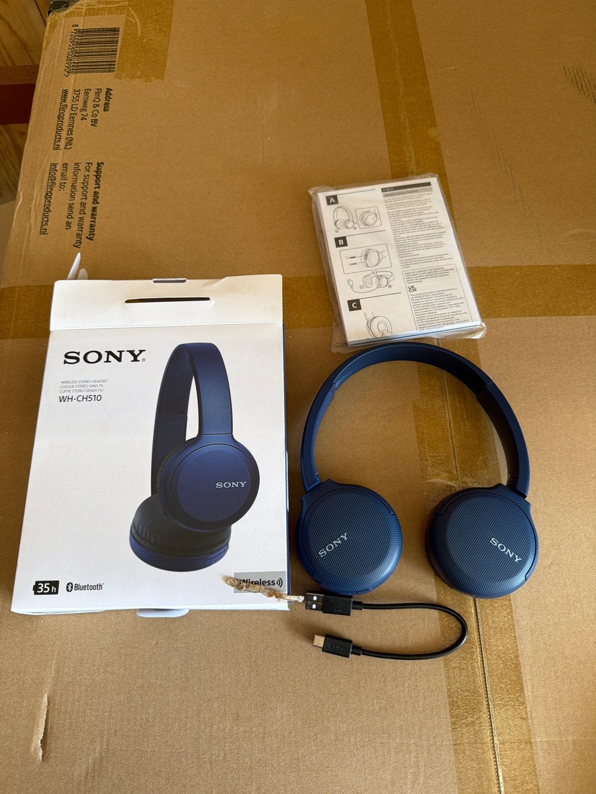 Sony WH-CH510 Draadloze Bluetooth Koptelefoon - Blauw, Bluetooth, On-ear, Ophalen of Verzenden, Zo goed als nieuw