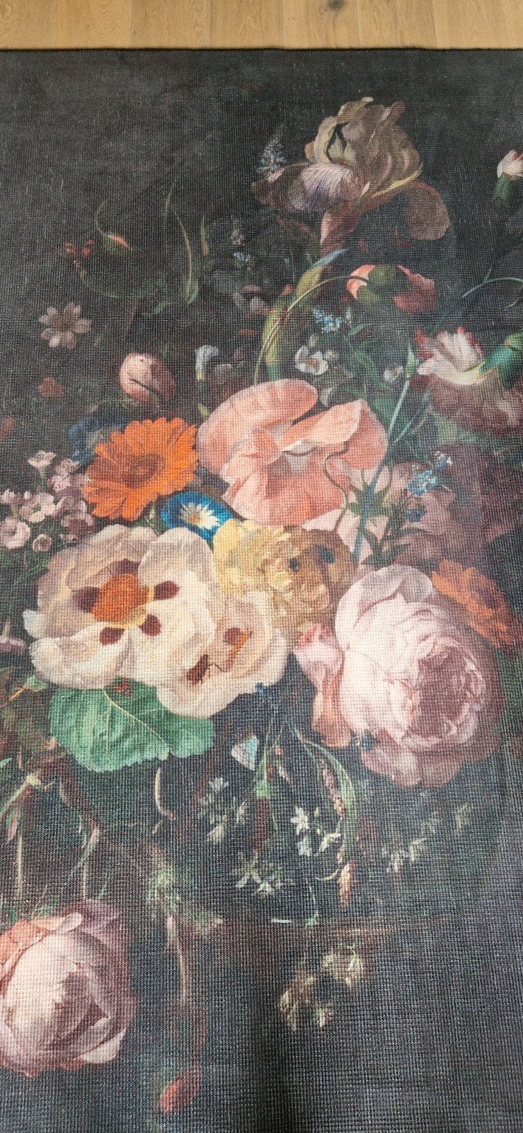 Vloerkleed met bloemenprint - 160x230 cm, Ophalen, Zwart, 150 tot 200 cm, 200 cm of meer