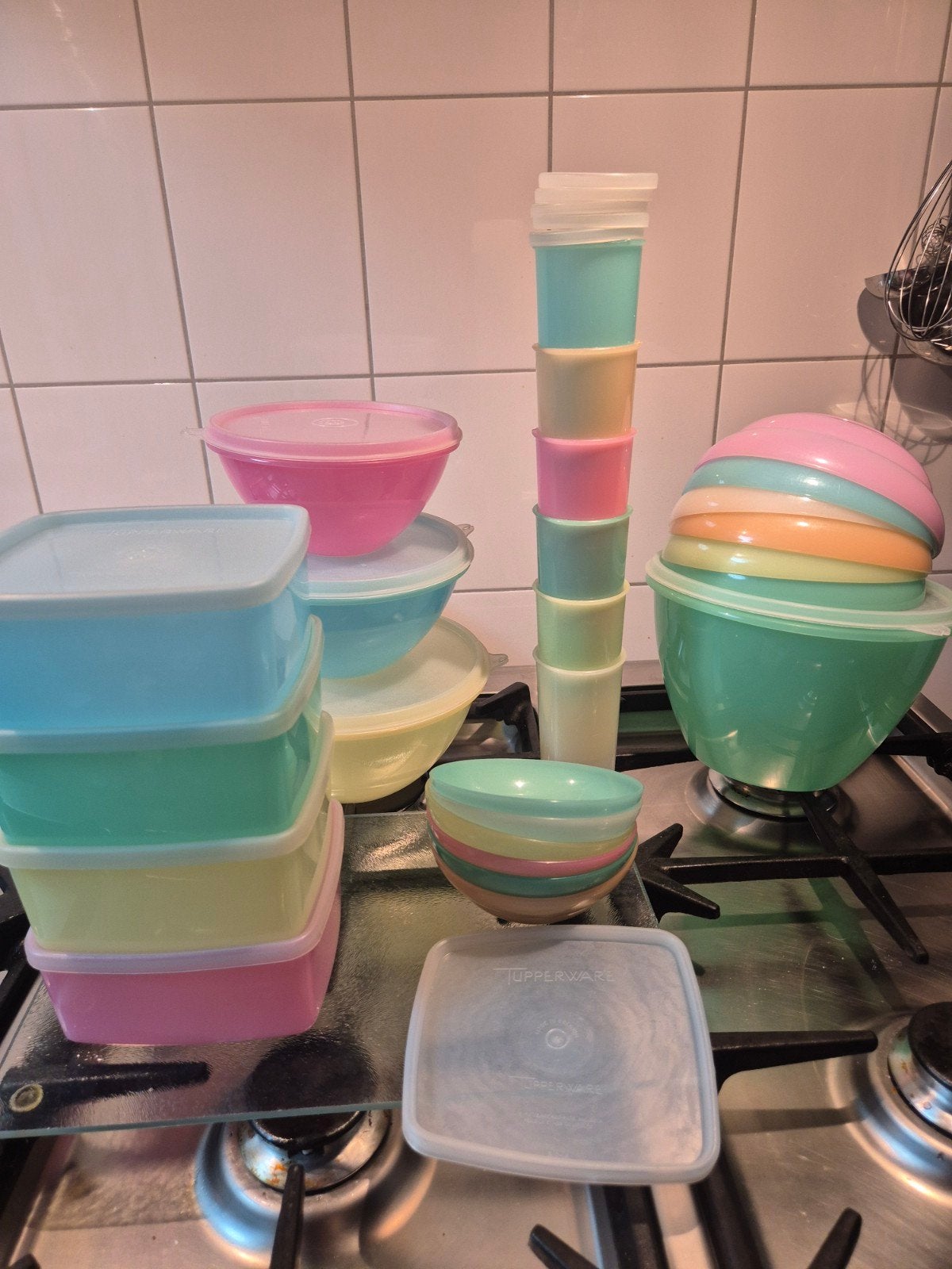 Vintage Tupperware Pastel Set - Kommen, Bakjes, Bekers, Huis en Inrichting, Ophalen
