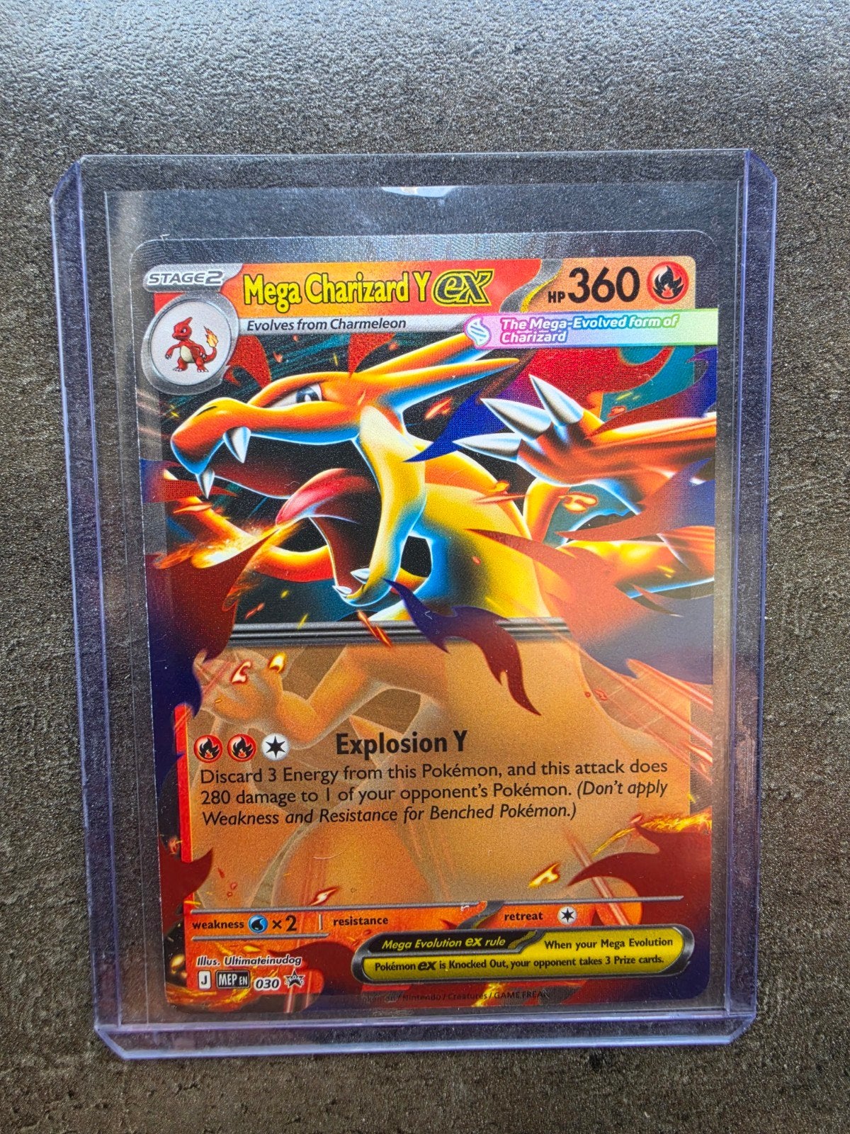Mega Charizard Y EX Promo, Ophalen of Verzenden, Zo goed als nieuw, Losse kaart, Foil