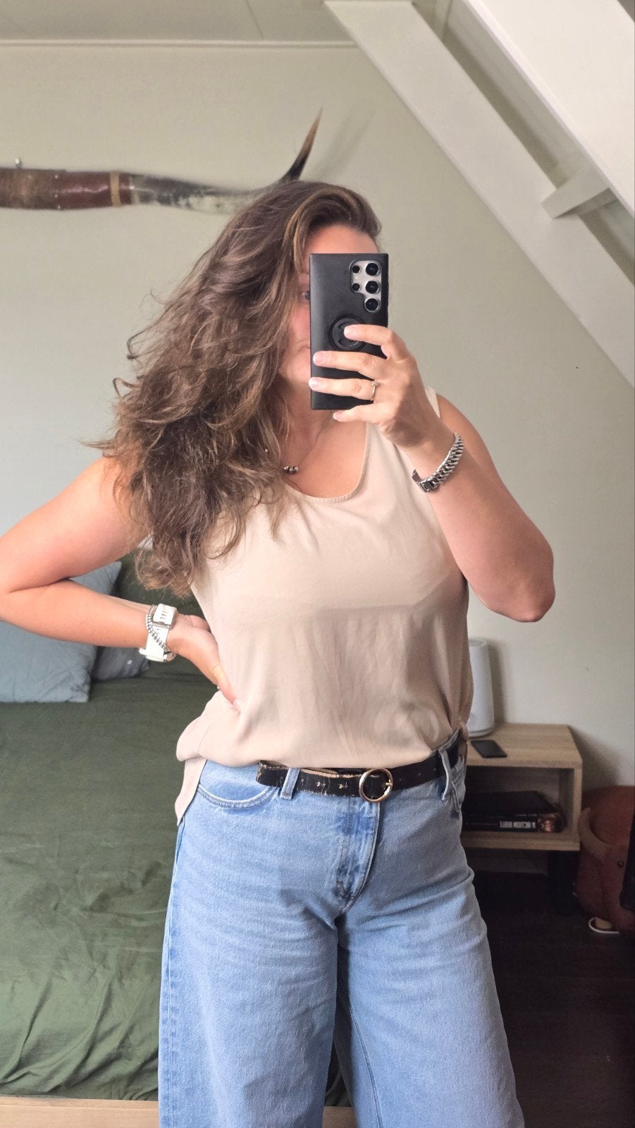 Mouwloze top Question? Beige / zandkleur - maat XL, Kleding | Dames, Beige, Maat 42/44 (L), Ophalen of Verzenden, Zo goed als nieuw