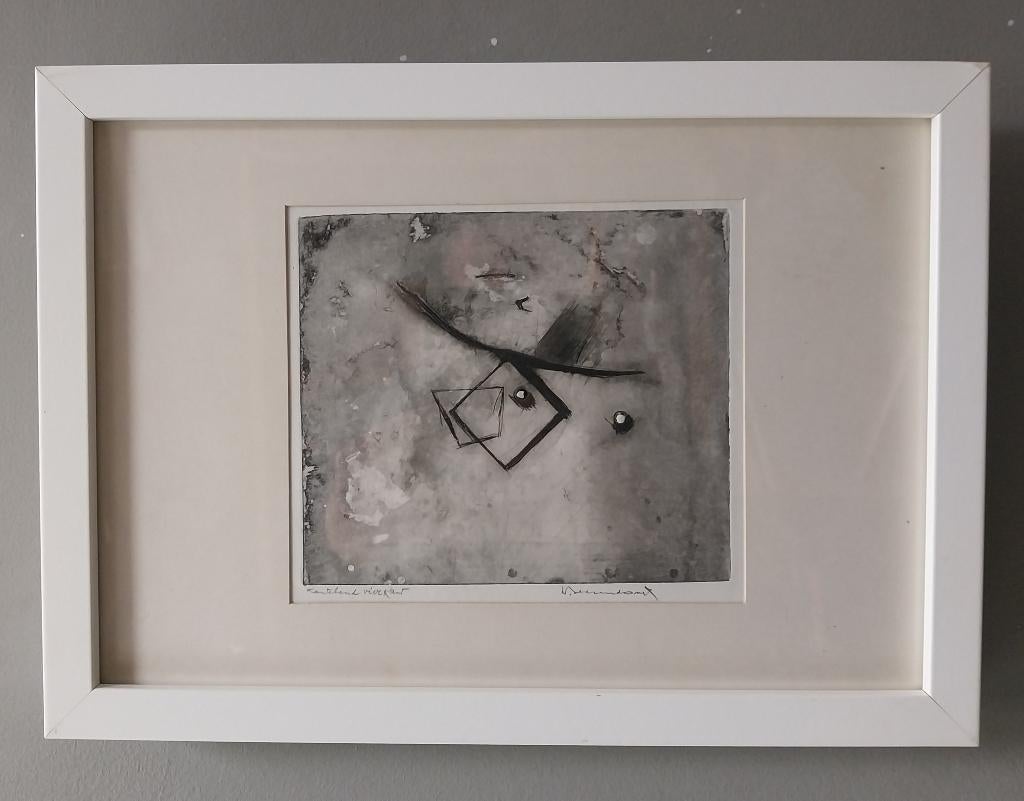 Theo Beerendonk - Kantelend vierkant - Ets - 1970, Antiek en Kunst, Kunst | Etsen en Gravures, Ophalen of Verzenden