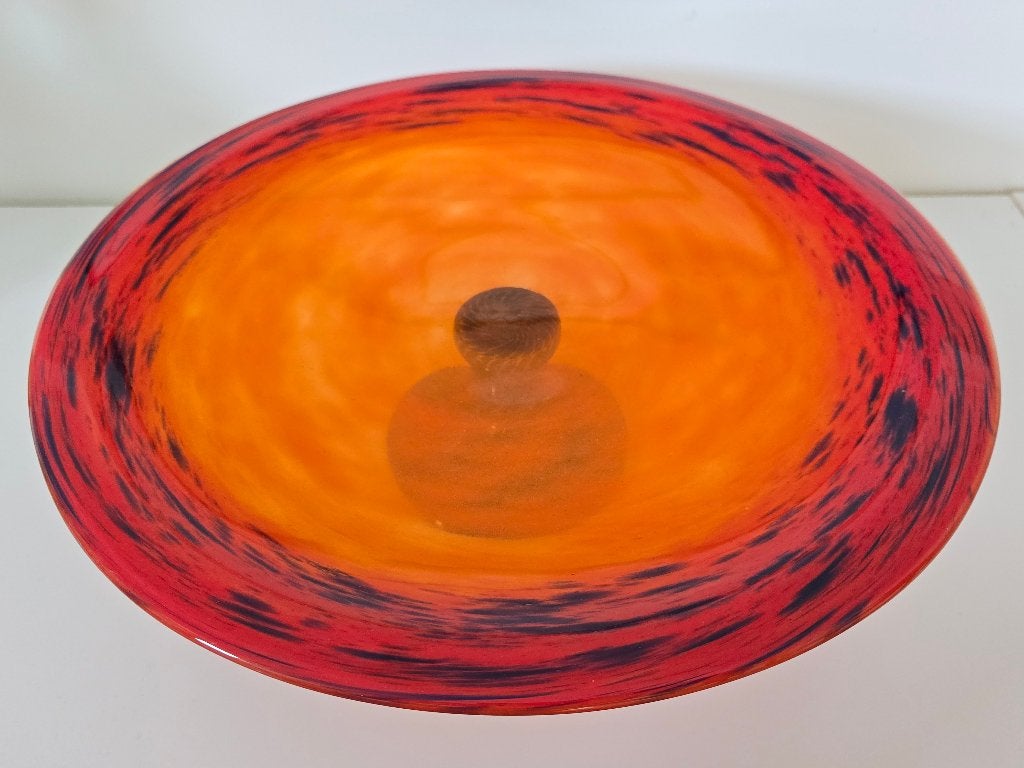 Art deco glas Charles Schneider France schaal op voet, Ophalen