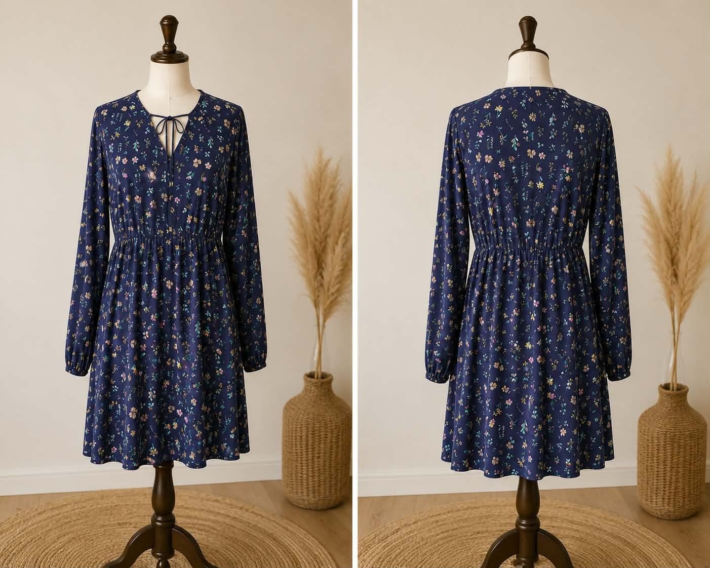 Reserved dames jurk maat 40 – donkerblauw bloemenprint, Maat 38/40 (M), Blauw, Ophalen of Verzenden, Zo goed als nieuw