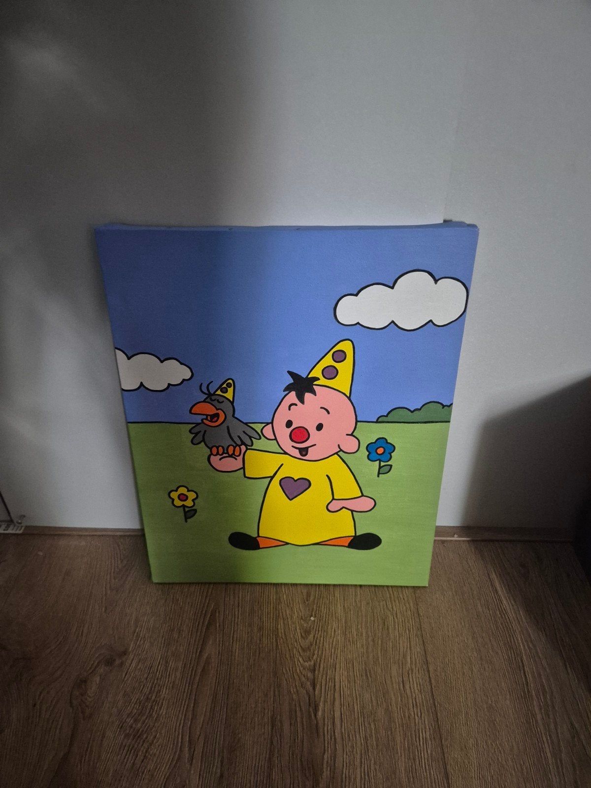 Bubba schilderij voor aan de muur, Ophalen