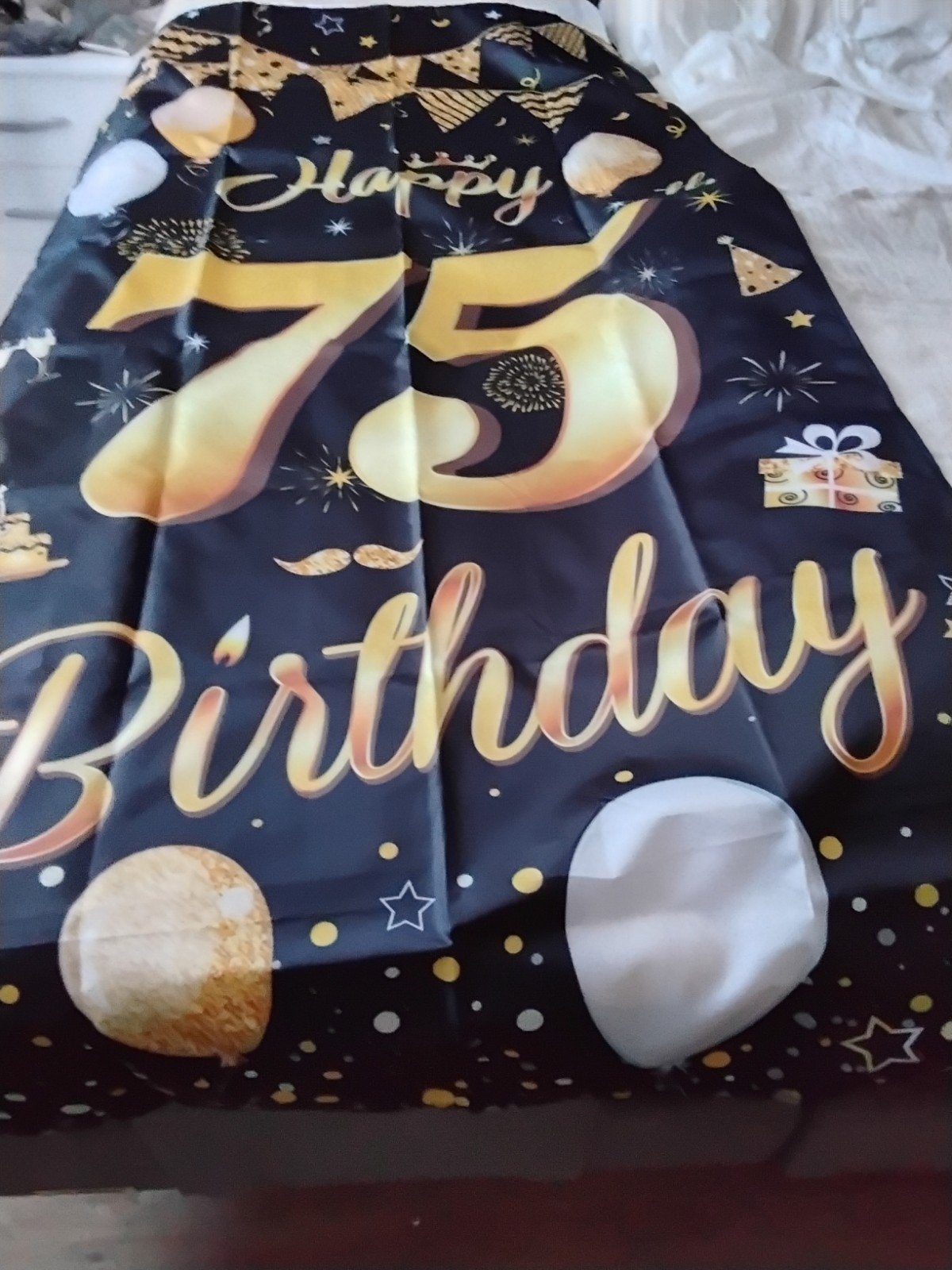 Happy 75th Birthday Banner met Ballonnen, Ophalen of Verzenden, Nieuw, Versiering, Verjaardag