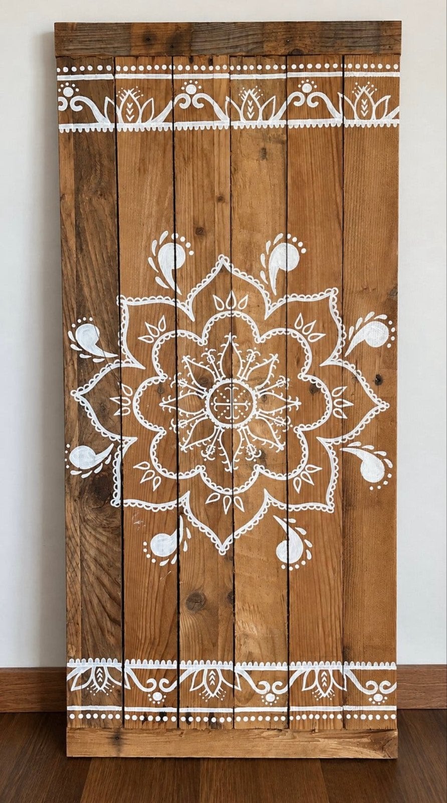 Houten wanddecoratie Mandela - Handgemaakt, Boho, Hout, Ophalen of Verzenden, Zo goed als nieuw