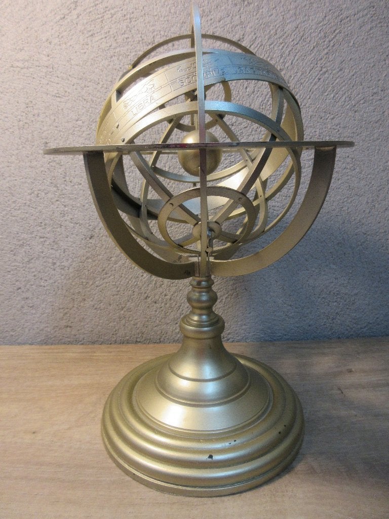 Metalen armillarium hemelbol wereldbol Gobille, Ophalen of Verzenden, Draaibaar, Gebruikt, Metaal