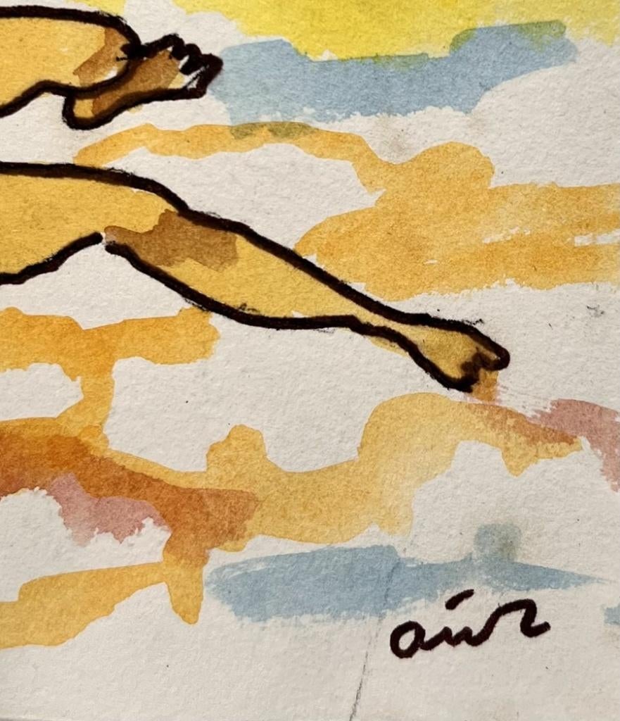1486. Aquarel, Arie Zuidersma - figuren, omstreeks 2000, Ophalen of Verzenden