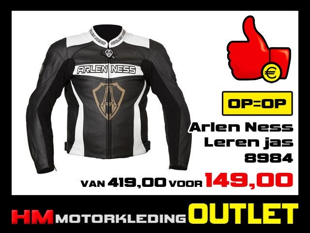Leren motorjas Arlen Ness 8984 Zwart-Wit - MEN 48-50-52, Motoren, Kleding | Motorkleding, Info@huybersmotoren.nl, Heren, HM - Sale
