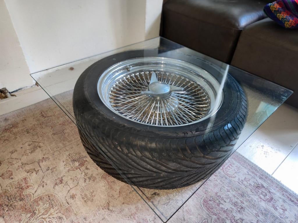 Mancave Salon Tafel, Kunst, met of zonder glasplaat 4 stuks, Ophalen, Gebruikt, 50 tot 100 cm, Rond