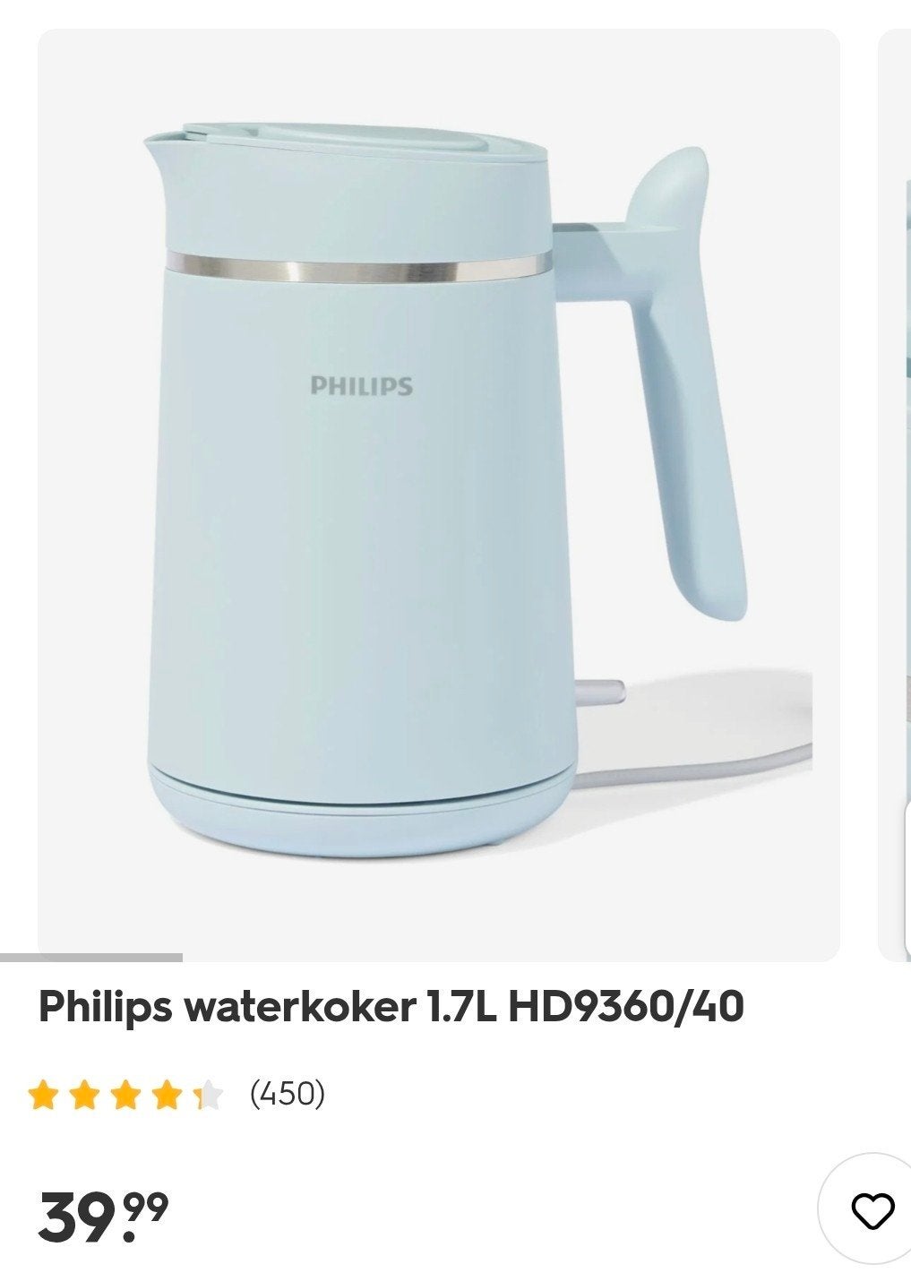 Philips waterkoker 1.7L HD9360/40 -nieuw, Witgoed en Apparatuur, 1 tot 2 liter, Ophalen of Verzenden, Nieuw, Draadloos