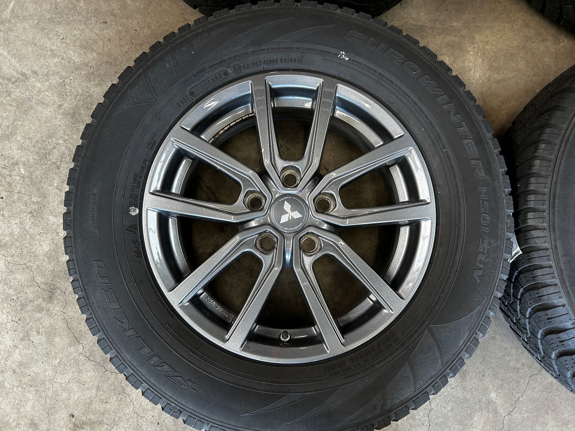 16 inch velgen + winterbanden Mitsubishi ASX | Outlander, Auto-onderdelen, -, Banden en Velgen, Gebruikt, 215 mm