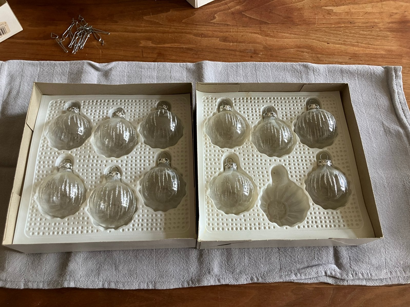 Kerstballen vintage zilver kerst parelmoer zeepbel glas, Diversen, Ophalen of Verzenden, Gebruikt
