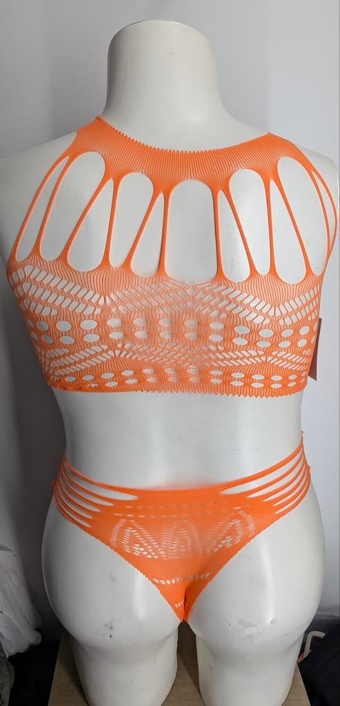 Neon Oranje Lingerie Setje - Stretchy & Comfortabel, Oranje, Ophalen of Verzenden, Onbekend, Setje