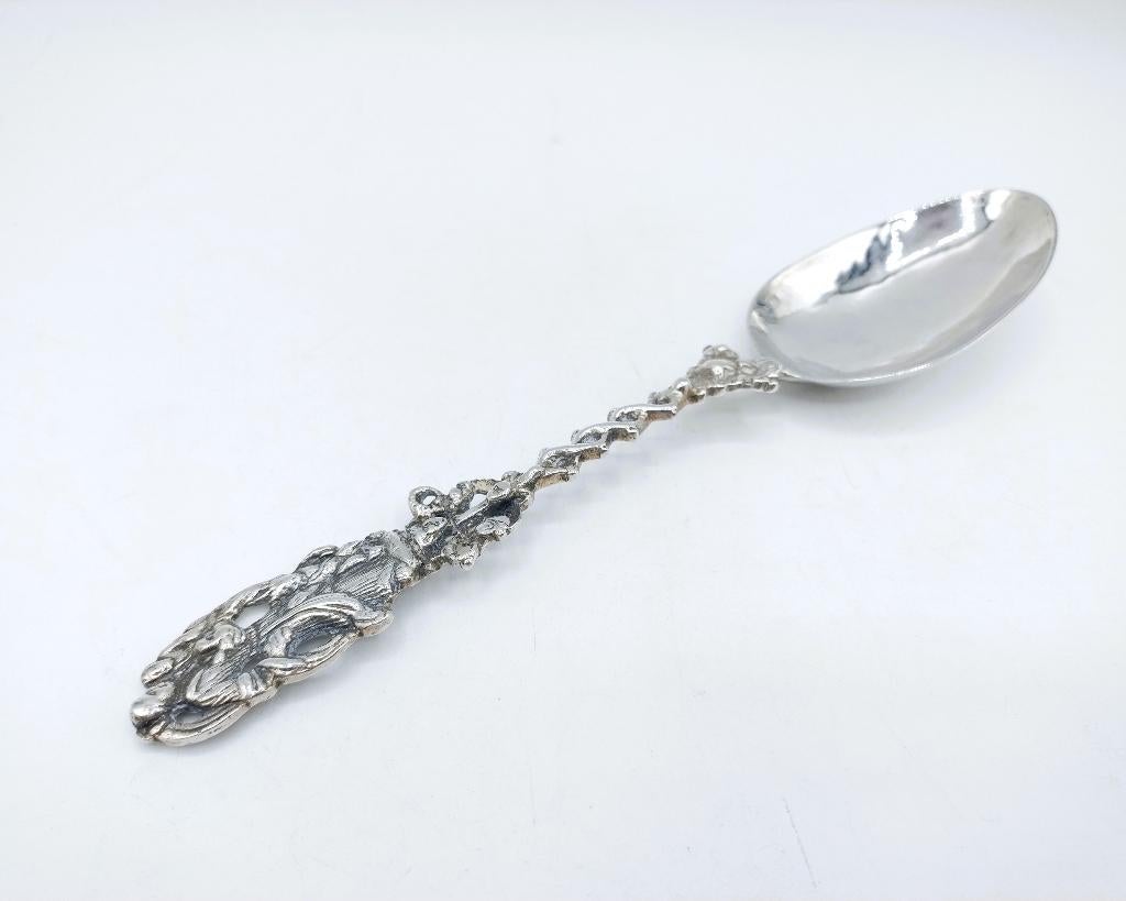 Zilveren geboortelepel, F. Baarda, Almenum, Franeker, 1828, Antiek en Kunst, Antiek | Goud en Zilver, Verzenden, Zilver