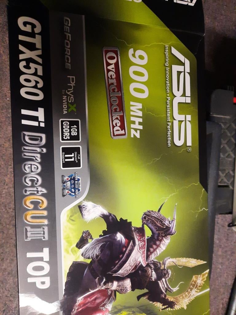 ASUS GeForce GTX 560 Ti DirectCU II TOP 1GB GDDR5, Computers en Software, Videokaarten, Gebruikt, PCI-Express 2, Ophalen of Verzenden