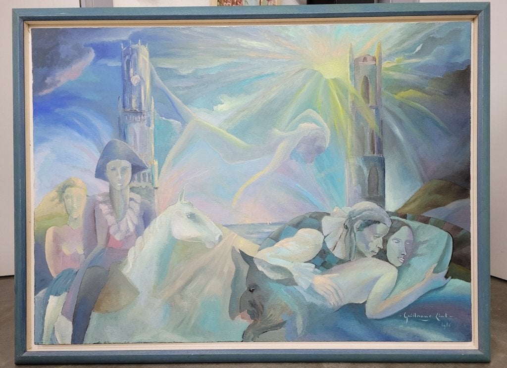 Guillaume LIAT, dromen van de prins op het witte paard, Antiek en Kunst, Kunst | Schilderijen | Klassiek, Ophalen, Gedateerd, Olieverf
