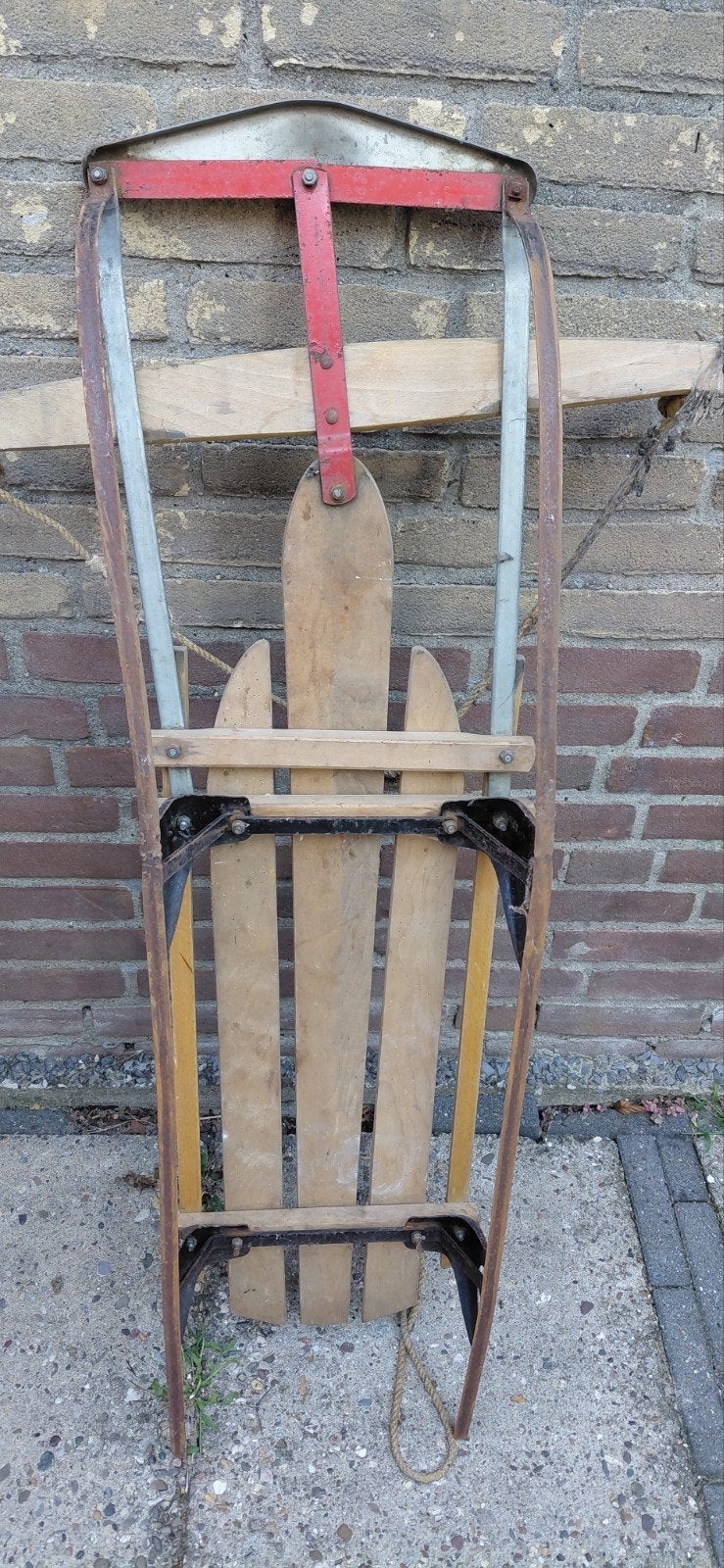 Vintage houten slee "The Flying Dutchman", Ophalen