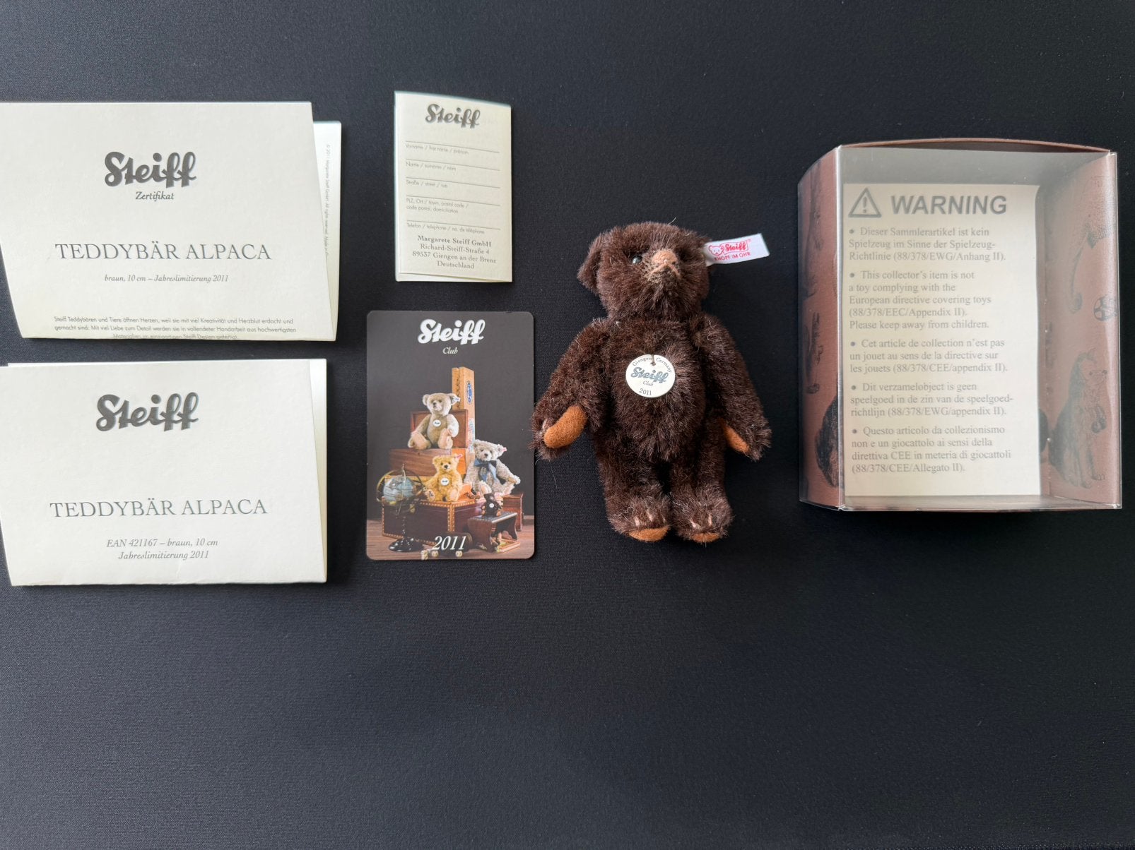 Steiff 2011 Jaargeschenk complete set, Ophalen of Verzenden, Nieuw, Stoffen beer, Steiff