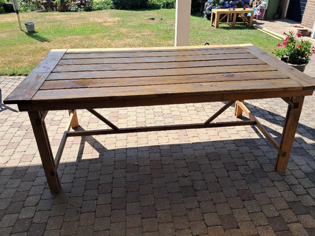 Douglas houten tuintafel, Tuin en Terras, Ophalen, Zo goed als nieuw, Rechthoekig, Hout