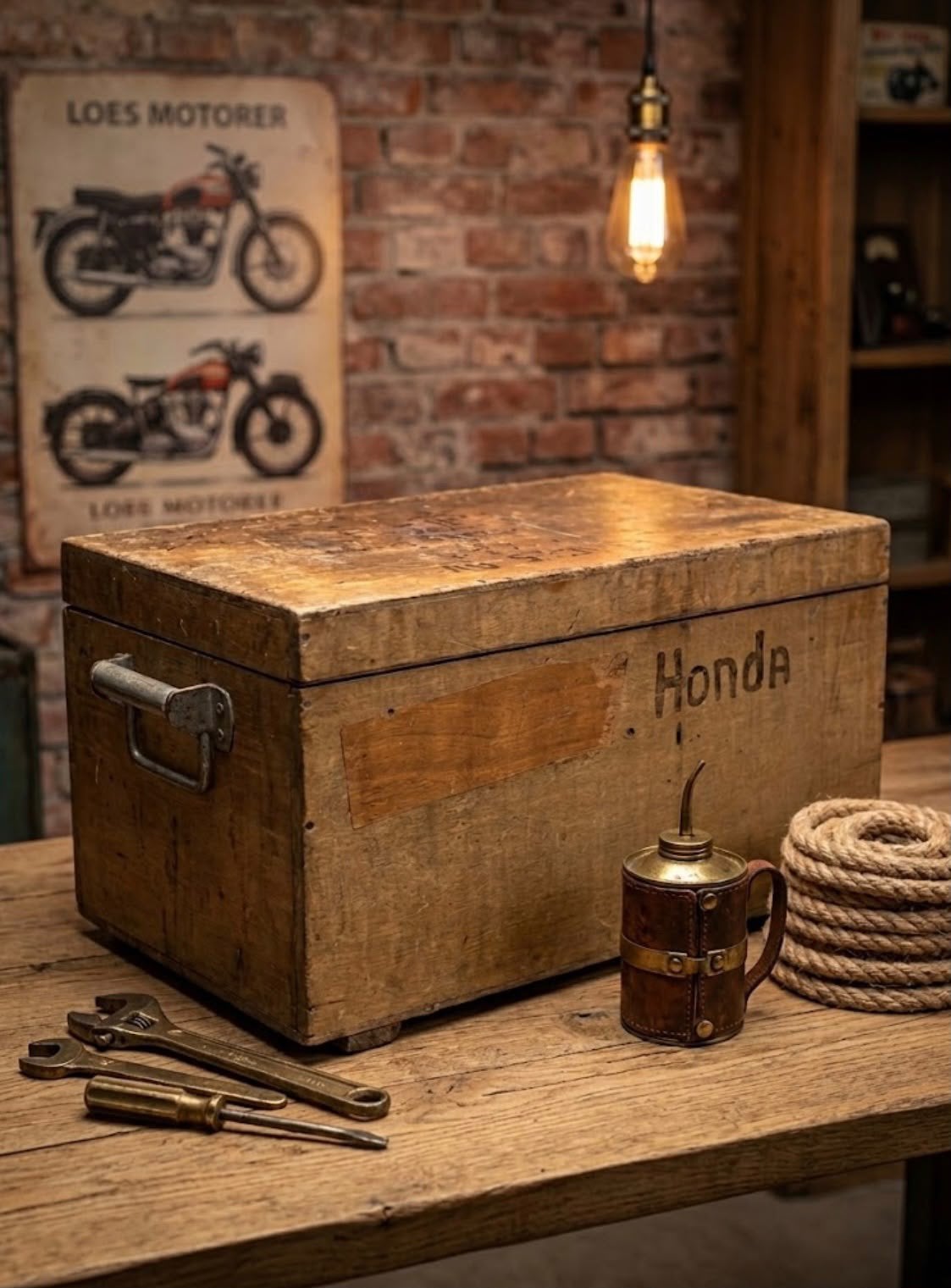 Stoere Vintage Houten Kist / Gereedschapskist, Ophalen, Minder dan 50 cm, Gebruikt, 50 tot 100 cm
