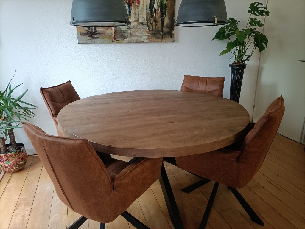 eettafel + stoelen, Huis en Inrichting, Rond, Ophalen of Verzenden, Zo goed als nieuw, Vier personen