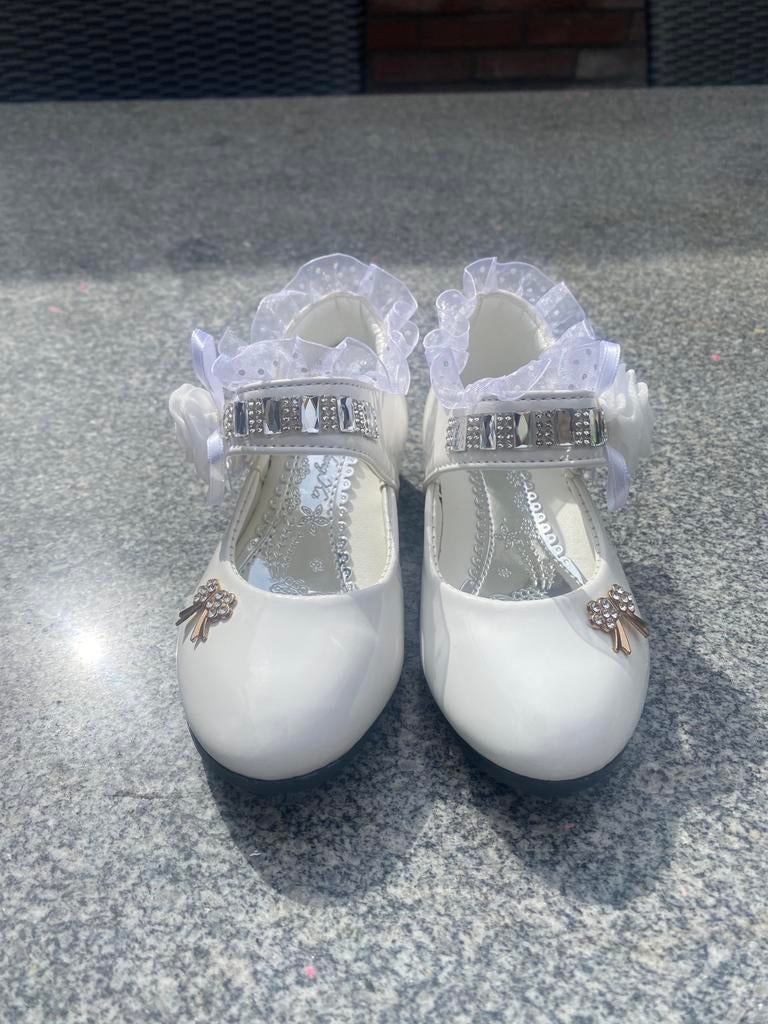 Witte ballerina’s met strik en kant, Schoentjes, Meisje, Nieuw, Ophalen of Verzenden