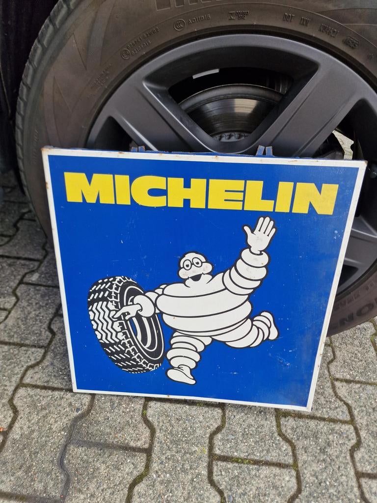 Michelin metalen reclame bord, Verzamelen, Ophalen, Gebruikt, Reclamebord