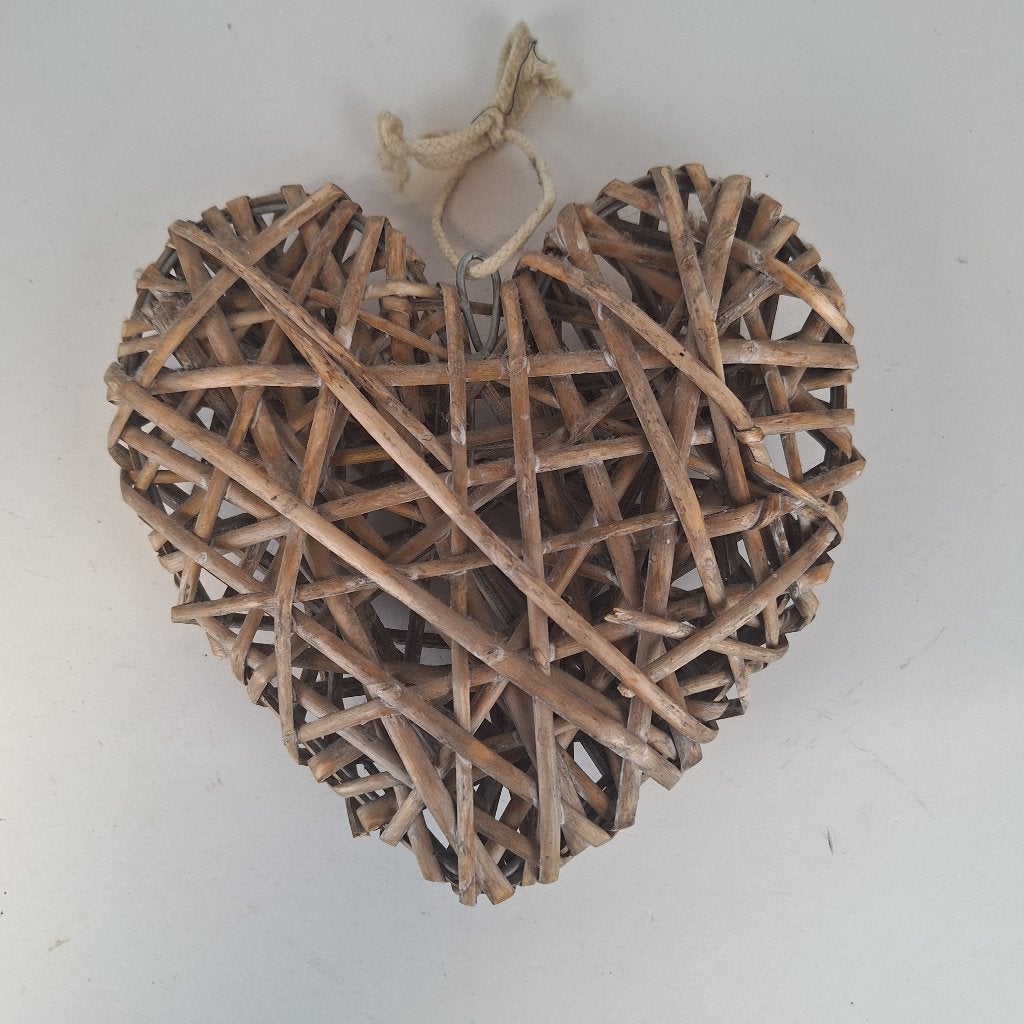 Rotan hart wanddecoratie of raamdecoratie, 20 cm, Decoratieobject, Ophalen of Verzenden, Zo goed als nieuw
