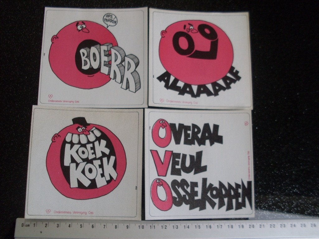 4x sticker carnaval ovo ondernemings vereniging oss logo, Verzenden, Zo goed als nieuw, Bedrijf of Vereniging
