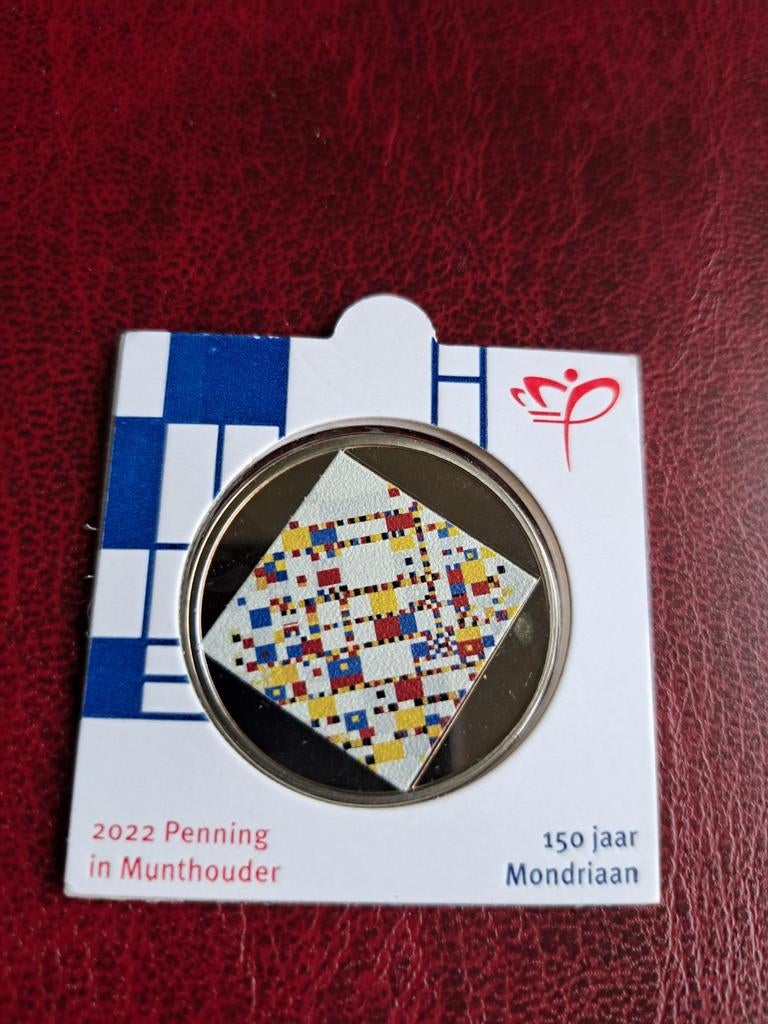 150 jaar Mondriaan Penning 2022 Bedrukte Munthouder, Postzegels en Munten, Munten | Nederland, Ophalen of Verzenden, Overige waardes