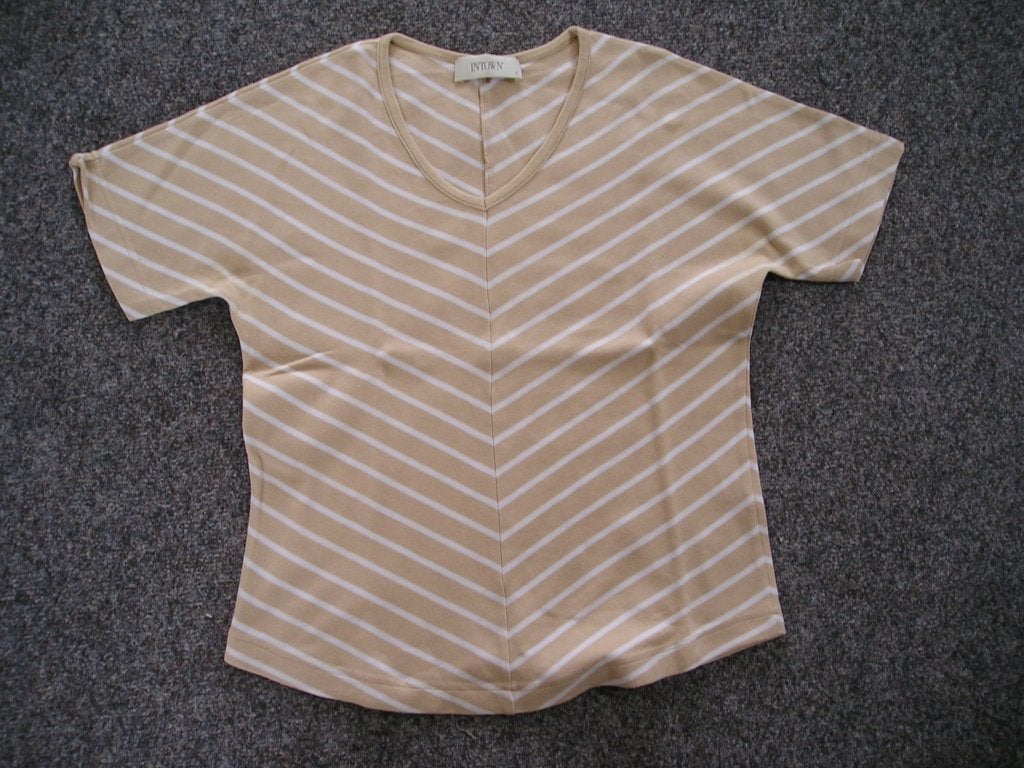 beige diagonaal gestreept shirt Intown maat S, Ophalen, Beige, Zo goed als nieuw, Korte mouw