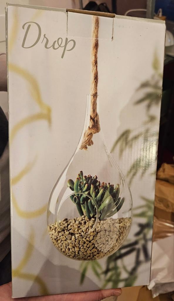 Glazen druppel terrarium - Hangend - 18x33,5 cm, Ophalen of Verzenden, Nieuw, Glas, Modern