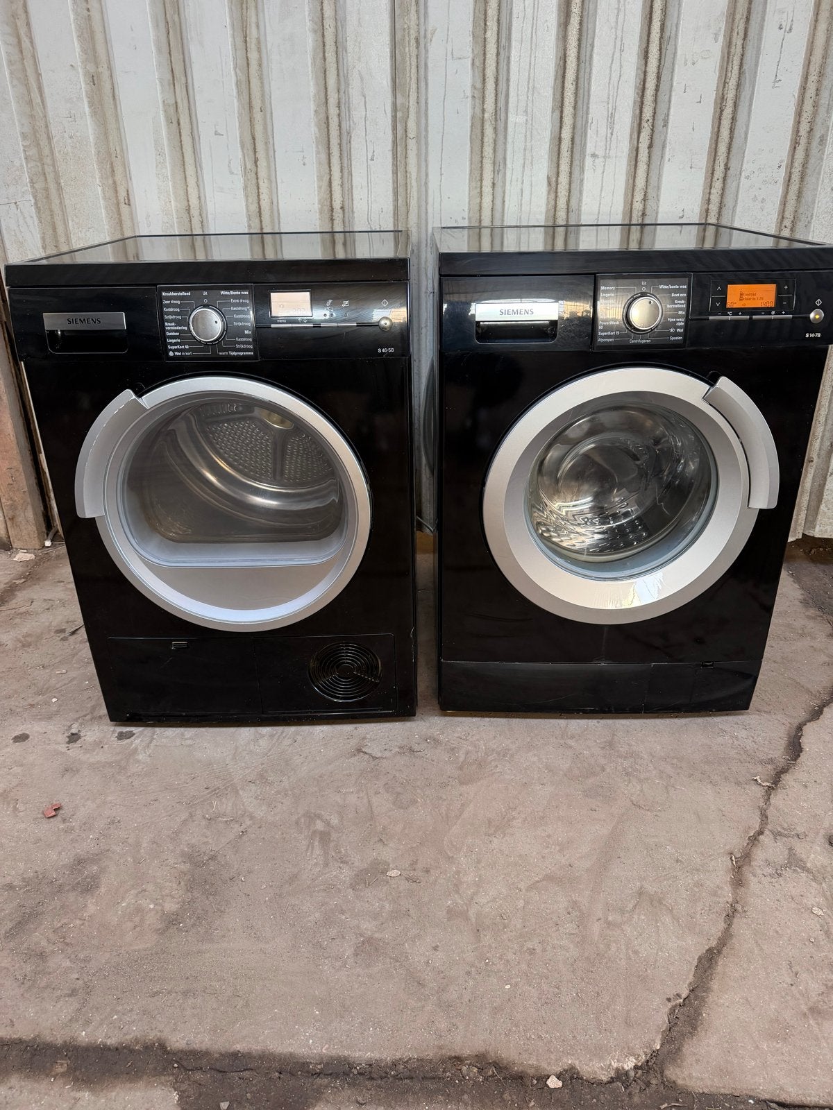 Siemens wasmachine en droger set - Zwart, Ophalen, Gebruikt, Voorlader