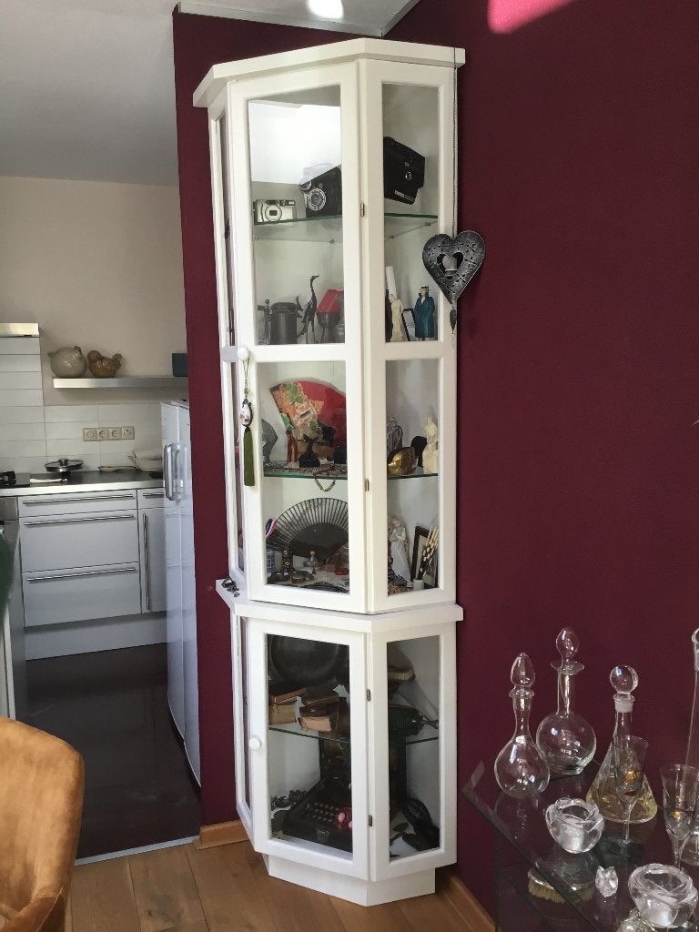Hoek vitrine kast, Ophalen, Gebruikt, 150 tot 200 cm, 50 tot 75 cm