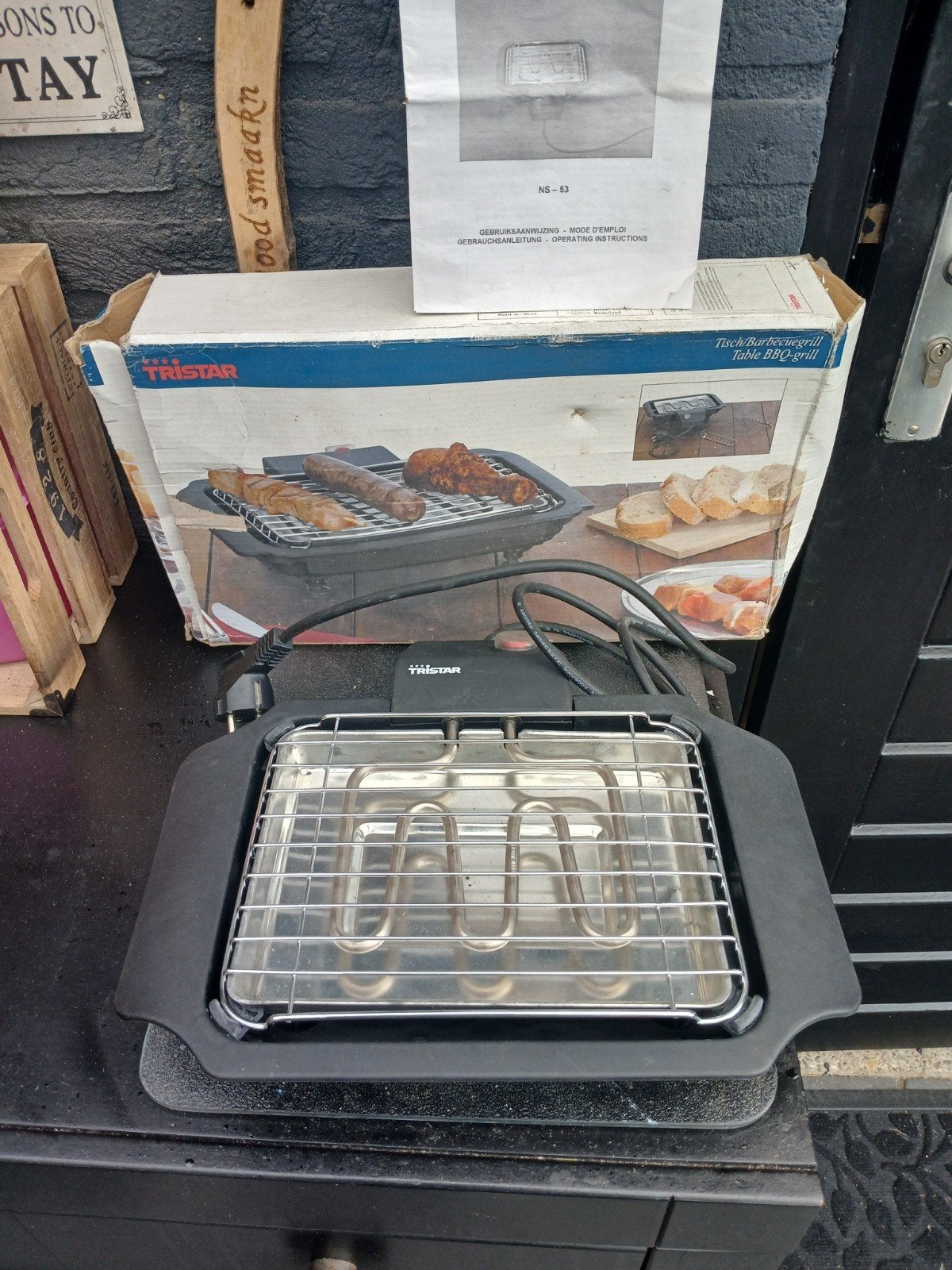Elektrische BBQ Grill met rooster en lekbak, Ophalen of Verzenden, Gebruikt