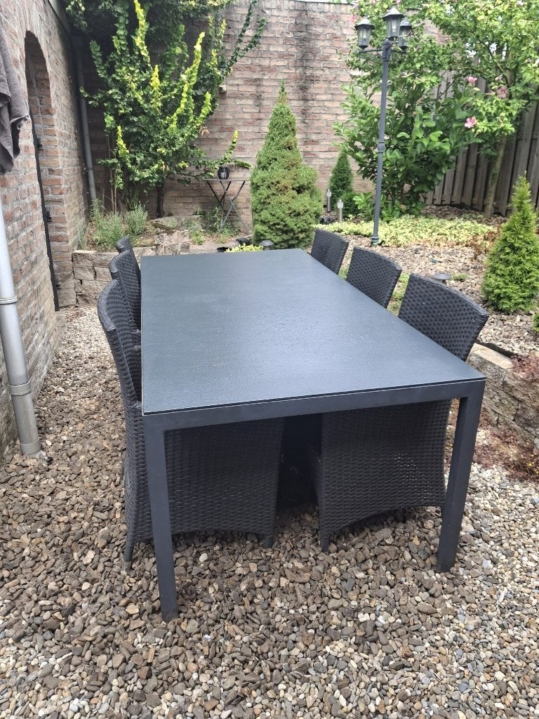 Tuintafel met 6 stoelen, Ophalen, Gebruikt, Rechthoekig, Aluminium