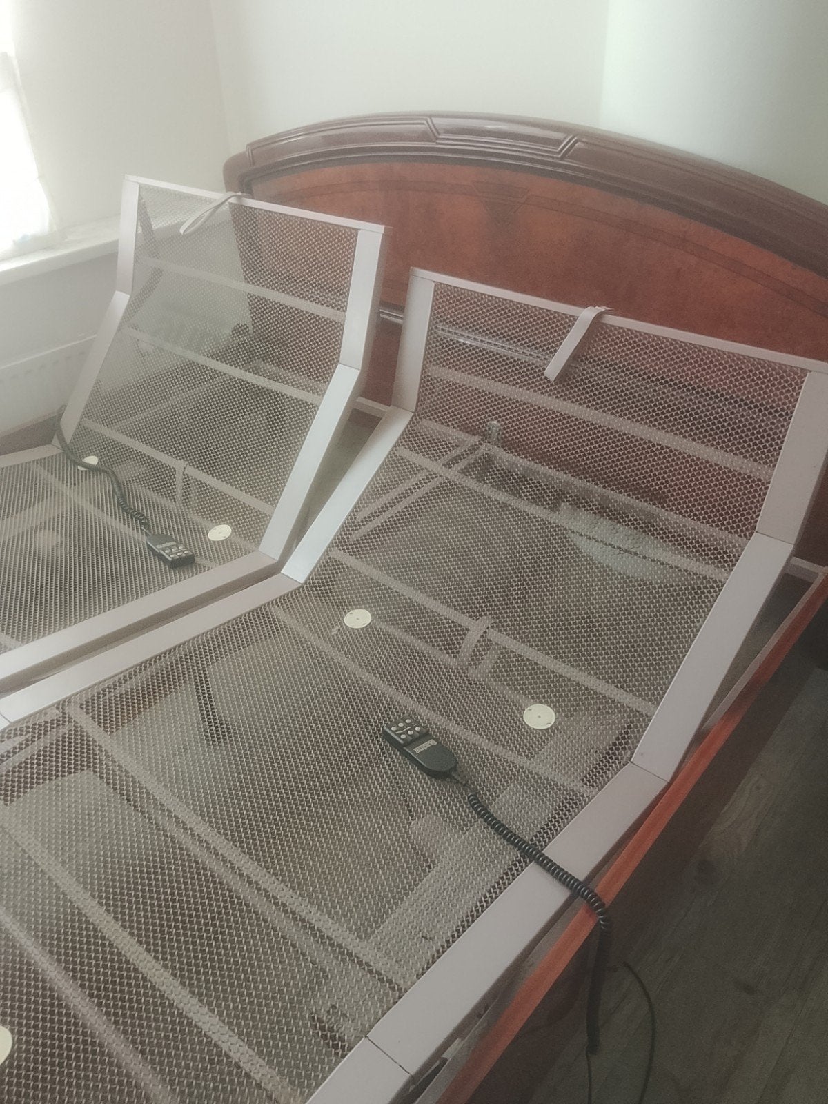(electric bed): Auping elektrisch verstelbaar bed 200x220 cm, Bruin, Tweepersoons, Ophalen of Verzenden, Overige maten