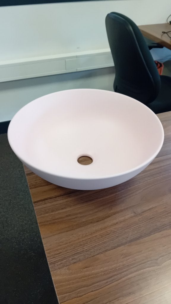 Keramische waskom 37cm mat roze, Doe-het-zelf en Verbouw, Sanitair, Ophalen, Nieuw, Steen, Wastafel