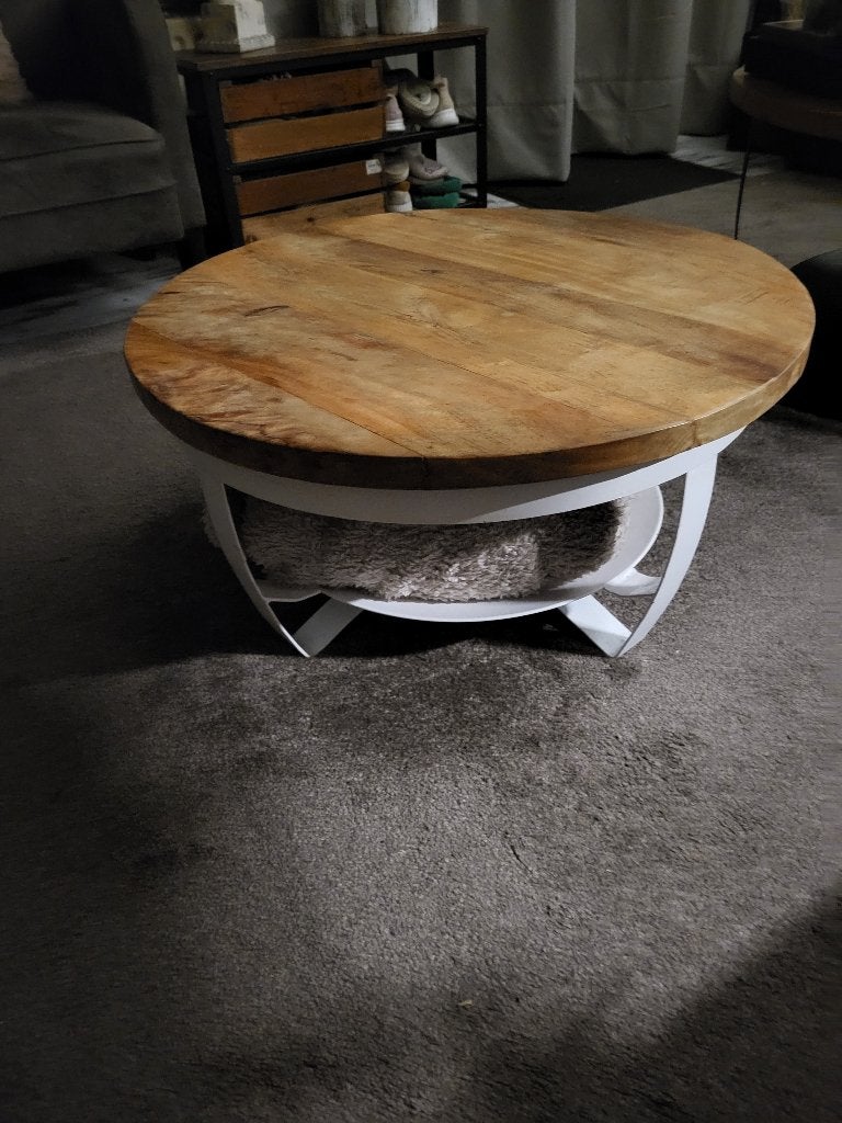 Mango salontafel rond, Huis en Inrichting, 50 tot 100 cm, Rond, 50 tot 100 cm, Zo goed als nieuw