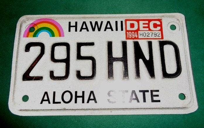 USA nummerbord Motor cycle origineel Hawaii nummerplaat, Verzenden