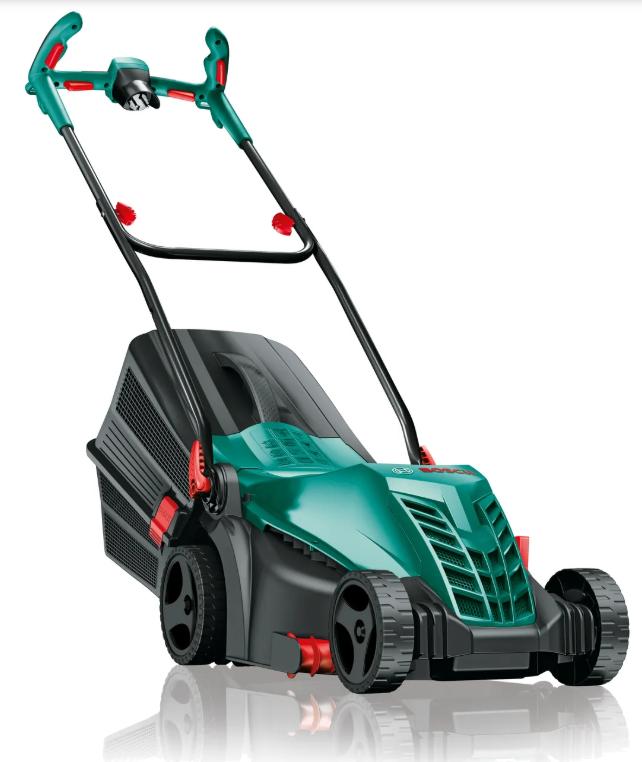 Bosch ARM 34 Grasmaaier - 1300 W - 34 cm maaibreedte, Elektrische grasmaaier, Ophalen of Verzenden, Zo goed als nieuw, Opvangbak